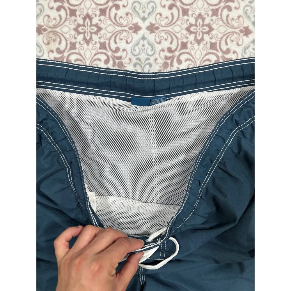 Kanu Surf Mens 3X Board Shorts Blue White Stripe Cargo Swim Trunks Mesh Lined